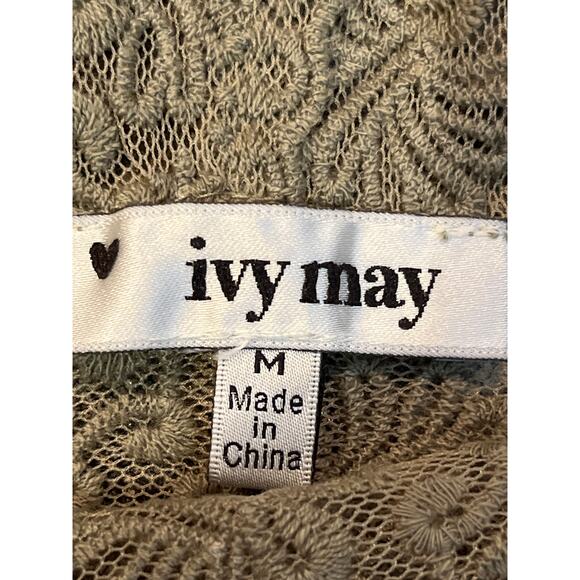 Ivy May Sage Green‎ V Neck Maxi Dress with Lace Detailing Size Medium - Picture 4 of 6